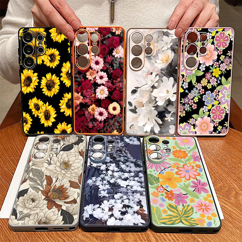 Magnetic Flower Pattern Phone Case For Samsung Galaxy S26 S25 Ultra Edge S24 S23 FE A57 A17 A56 A37 A16 A55 A36 A54 A15 5G Cover