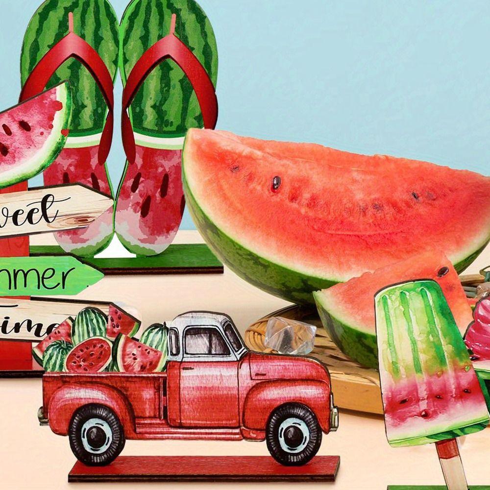 Red Green Summer Watermelon Ornaments Funny Dwarf Fruit Desktop Ornaments Home Decor