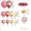 134pcs Vintage Pink Rose White Sand Latex Balloons Garland Arch Kit for Birthday Wedding Anniversary Party Home Decor Supplies