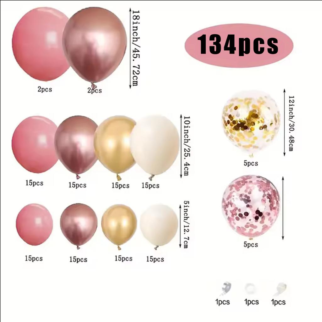 134pcs Vintage Pink Rose White Sand Latex Balloons Garland Arch Kit for Birthday Wedding Anniversary Party Home Decor Supplies