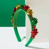 Christmas Headband with Bell Inlay, Christmas Floral Accessories, High-End Shiny Party Holiday Headband for Women