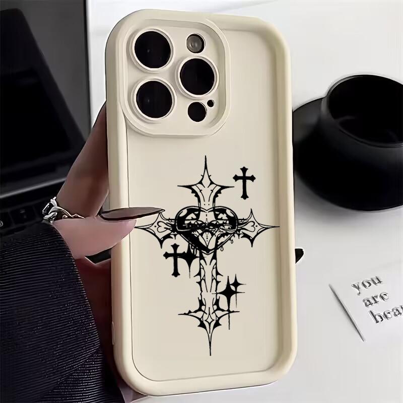 Luxus Schwarz Kreuz Muster Handyhülle für iPhone 15 14 13 12 11 Pro Max Mini XR XS MAX 7 8 Plus SE2022 Stoßfest Weich Funda Hülle