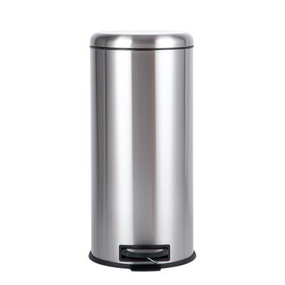 Amazon Basics Round Pedal Stainless Steel Trash Can, 30L, Satin
