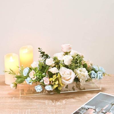 Yousheng 12" Transparante Acryl Bloemenvaas Rechthoekige Bloemschikdoos met 12 Gaten Bloemen Laag Bloemenvaas Tafelstuk voor Eettafel Bruiloften