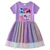 Rainbow Sequin Mesh Princess Dress for Kids - Long & Short Sleeve Options, Kpop Demon Slayer Inspired