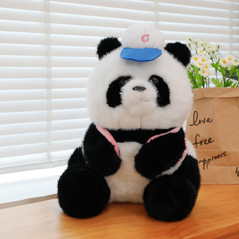 

Adorable Baseball Panda Plush Toy With Hat Soft Stuffed Animal Doll Gift For Girls 30cm розовый