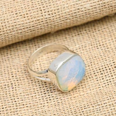 Pretty Milky Opal Gemstone Handmade 925 Sterling Silver Jewelry Ring For Women
