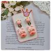 Children's Cartoon Colorful Crown & Animal Ear Clip Earrings