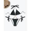 Women's Sexy Black Triangle Bikini with Rhinestone Waist Chain