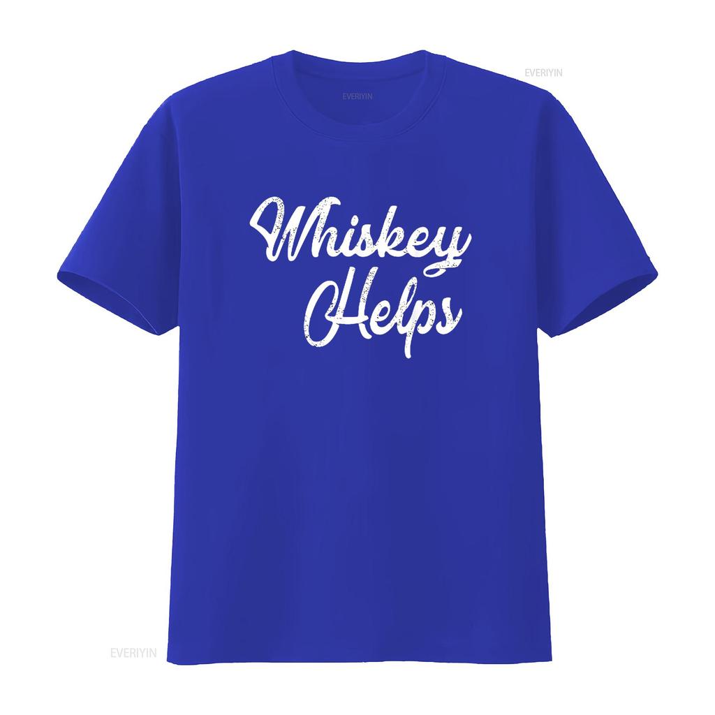 Whiskey Helps T Shirt Distressed Funny Bar Black Large vintage Washed Top For Everyday Wear Soft Versatile Slightly Unisex