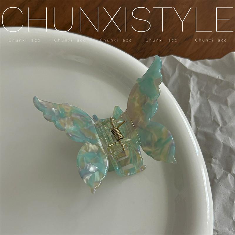New Acetate Resin Hair Claw Sweet Butterfly Hairpin Clip Gradient Tie-Dye Colored Hair Accessories Barrettes Women Girls