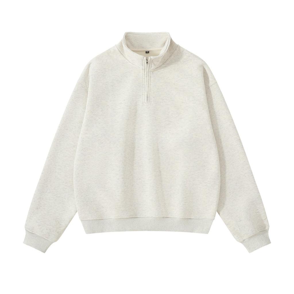 Fall Half Zip Stand Collar Loose Vintage Sweatshirt Unisex Fleece Pullover FW350 Classic Solid Color Cozy Casual