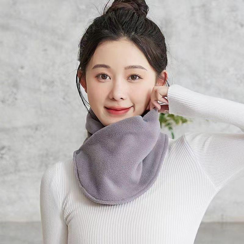 Classic Solid Color Snap Neck Scarf Thick Velvet Warm Cover Autumn Winter Riding Windproof Neckband For Outdoor Cold Protection