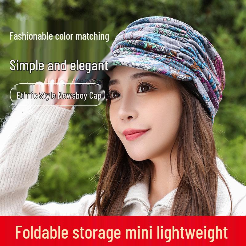 Korean Style Floral Baseball Cap – Women’s Soft Brim Ethnic Design for Autumn/Winter