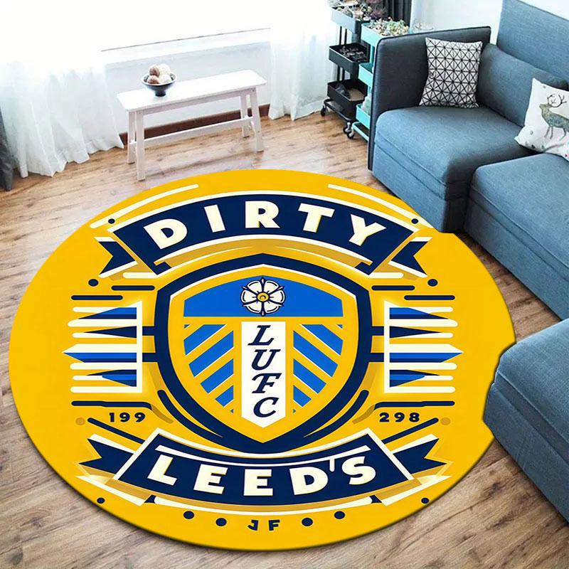 Leeds United Round Area Rug,Carpet Rug for Living Room Bedroom Sofa Playroom Decor,Non-slip Floor Mat