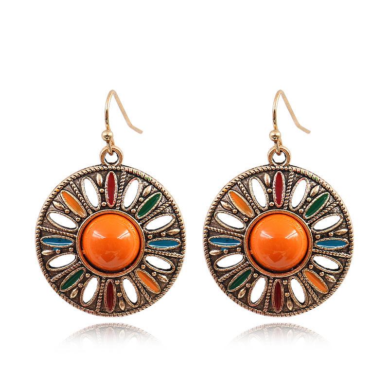 שמן פרח אתני בציר טיפה מתנדנד עגילים תלויים לנשים אופנה נשית יפה קישוטי אוזניים אביזרי תכשיטים