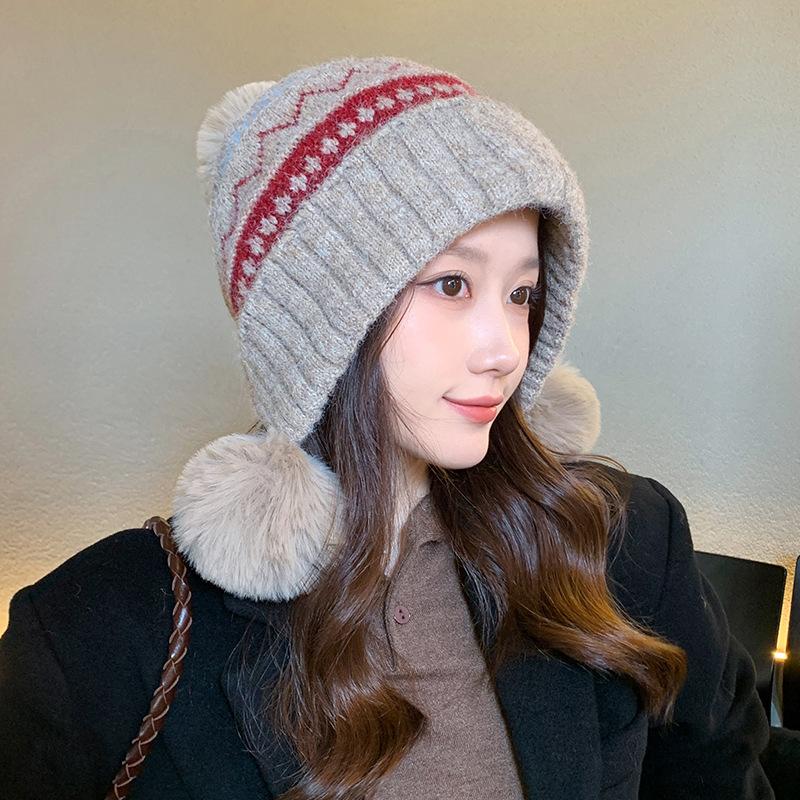 

Шапка Женская Зимняя Новая Вязаная Шапка Флис Утолщенная Защита Ушей Шапка Лей Фэн Уличная Езда Ветрозащитная Теплая Шерстяная Шапка хаки