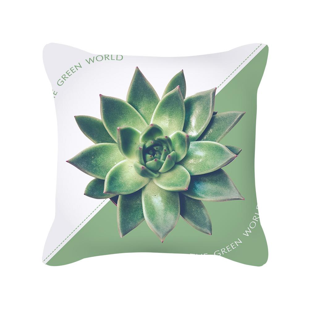 Small Fresh Peach Skin Pillowcase Nordic Summer Green Plant Cushion Pillowcase Home Supplies