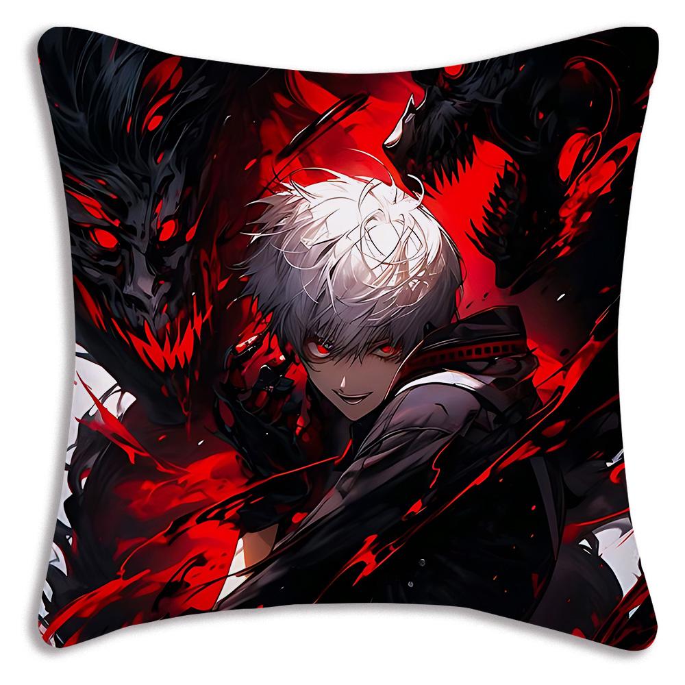 Anime For Tokyos Ghouls Pillow Covers Cartoon Sofa Decorative Home Double-sided Printing Short Plush Cute Cushion Cover