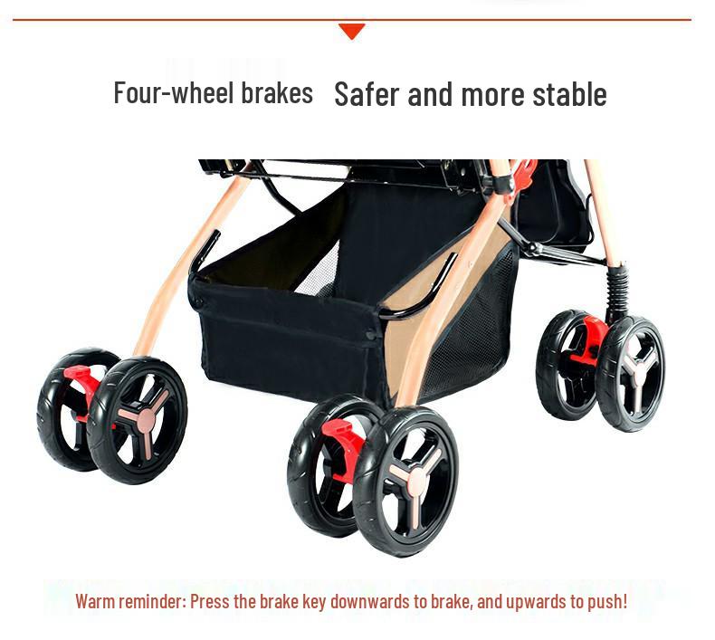 Reversible Foldable Baby Stroller with Shock-Absorbing Wheels and Large Sleep Basket