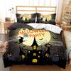 Pumpkin Lantern Halloween Ghost Witch Black Cat Doona Duvet Quilt Cover Bed Set