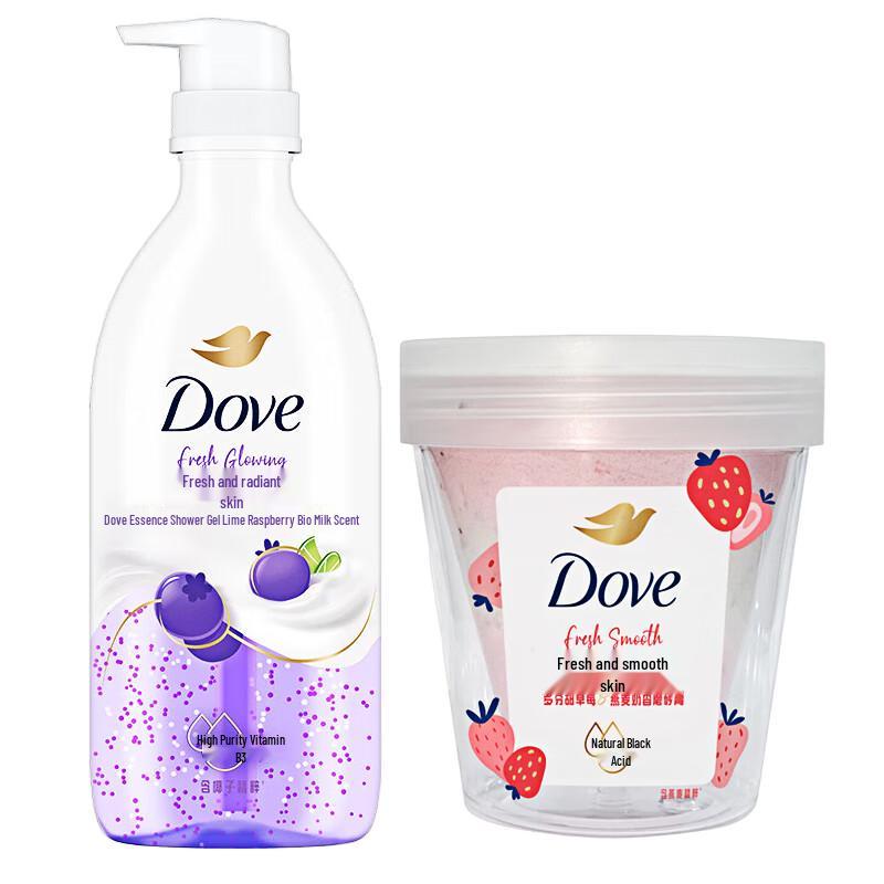 Dove Lime Berry Shower Gel & Sweet Strawberry Oatmeal Scrub Set