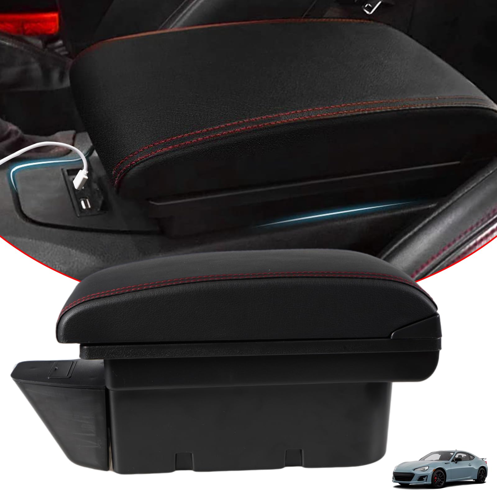 

VEHSUN Console Box for Toyota Subaru BRZ First Smart Console Storage Box with USB Large Convenient Custom Easy Reduces Fatigue 86, (ZN6 Type,