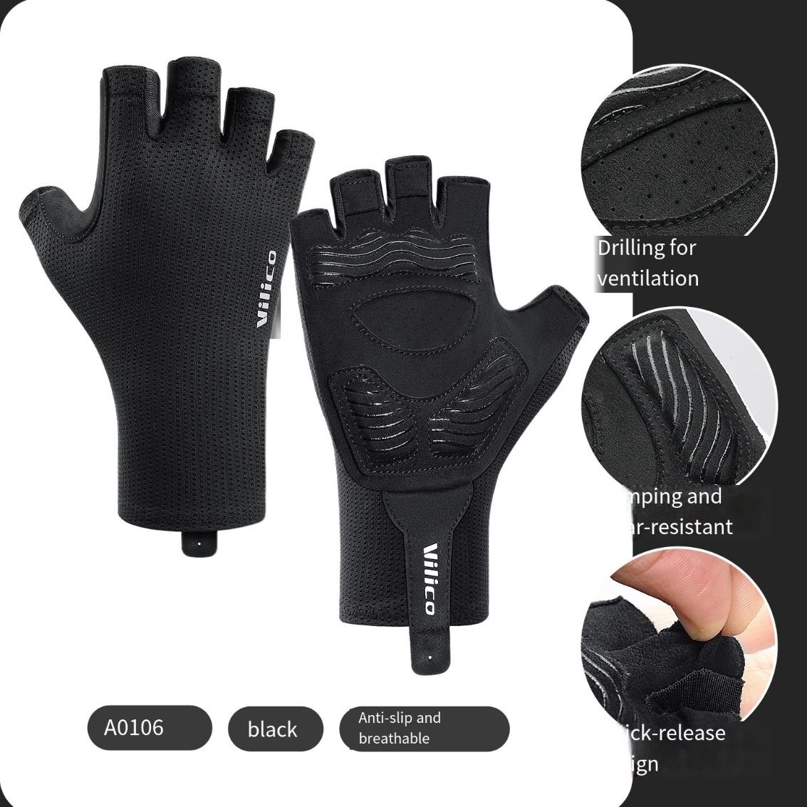 

Cycling Gloves Half Finger Breathable Shock Absorbing for Outdoor Road Bike Riding Sports Fitness Training Wear Resistant UV Men XL чорний