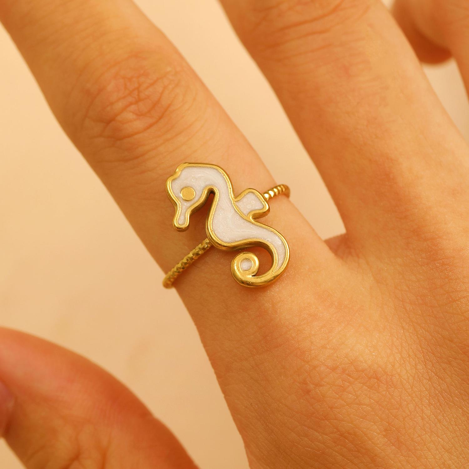 

2026 Новое регулируемое кольцо с открытием, капающее масло, супер милое, морской ветер, морское животное, серия из нержавеющей стали