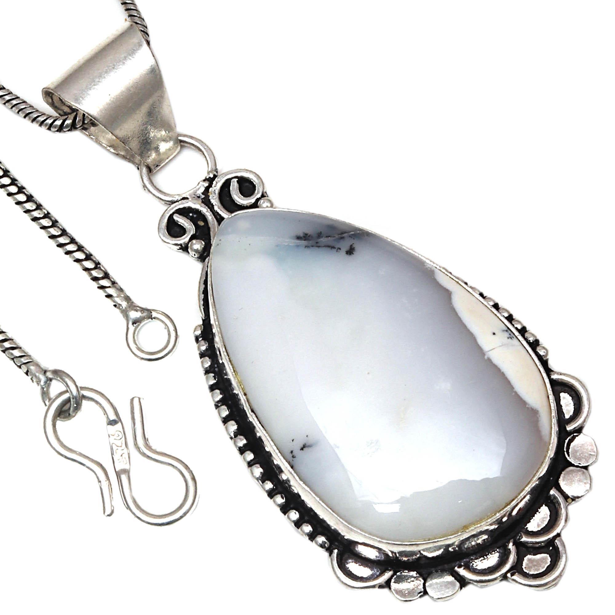 

Pendant Dendritic Opal Gemstone Valentine Day Gift Silver Jewelry 2.5