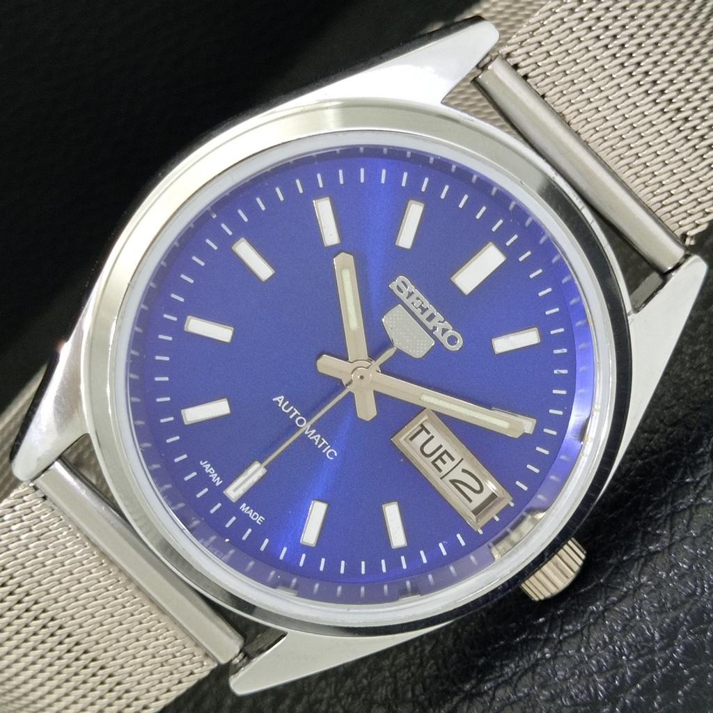 VINTAGE REFURBISHED SEIKO 5 AUTOMATIC JAPAN MENS BLUE COLOR DIAL WATCH A440603-4 Sk-a440603