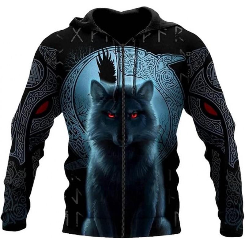 Tiger 3D Print Zip-Up Hoodie Youth Casual Loose Fit Winter Sweatshirt