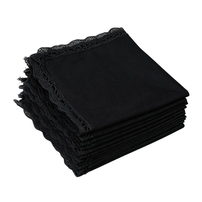 Breathable Cotton Lace Handkerchief Highly Absorbent Reusable Handkerchiefs Friendly for Adults Children