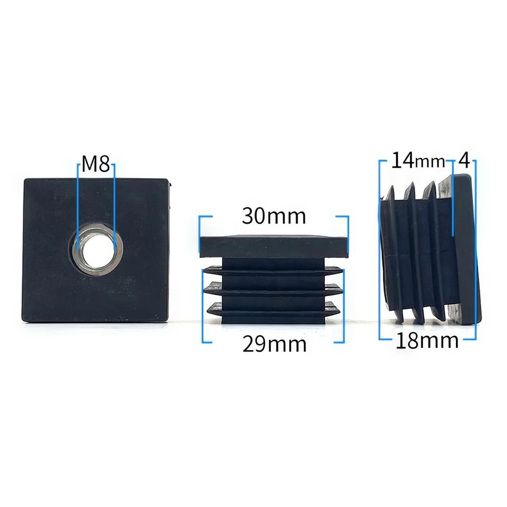10 or 5pcs M5 M6 M8 Plastic Square Pipe Plugs with Nut Hole Blanking End Inserts Caps Pipe Cover Furniture Leg Feet Tube Plug
