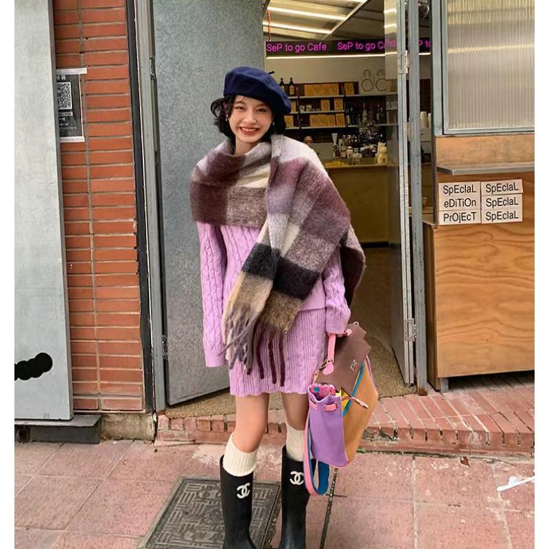 Brown scarf coat retro plaid scarf women's new scarf men's winter