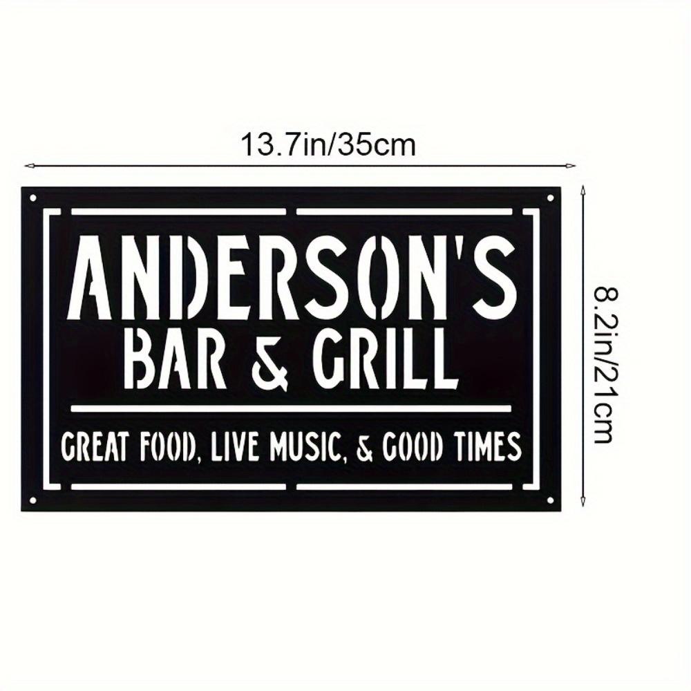 

Персонализированный металлический знак для гриля Anderson Bar Рустик Настенный декор Дом Патио Гостиная Подарок другу На улице
