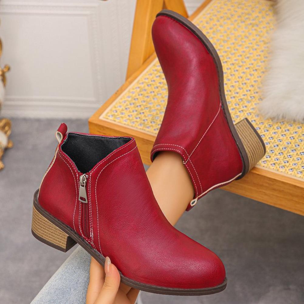 Fashion 2025 Autumn Mid Heels Women Ankle Boots Classical Shoes for Woman Fashion Chunky New Trends Shoes Snow Chelsea Boots De Mujer