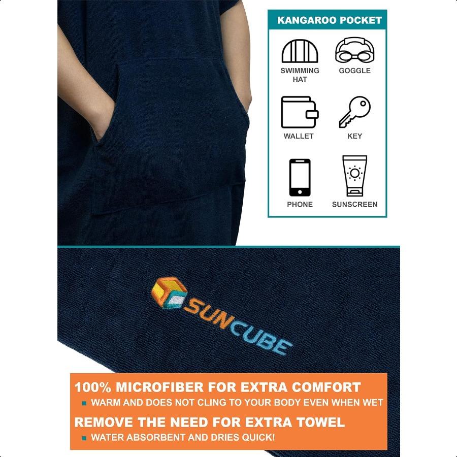 Surf Poncho Changing Robe with Hood Absorbent Quick Dry Wetsuit Changing Towel with Pocket for Surfing Men Women