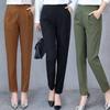 Damenhose mit hoher Taille, passend für elegante Pendelfahrten, dünne Alltagskleidung, einfarbige Anzughose aus Polyester für Reisen