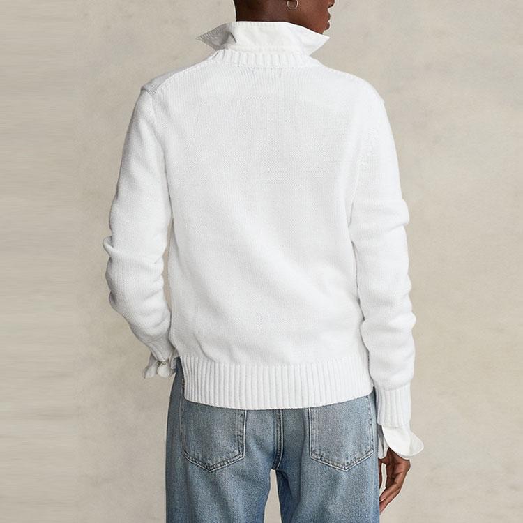 Polo Ralph Lauren Ss22 Bear Print Crew Neck Long Sleeve Knit Sweater Women sweater White RL22823-100