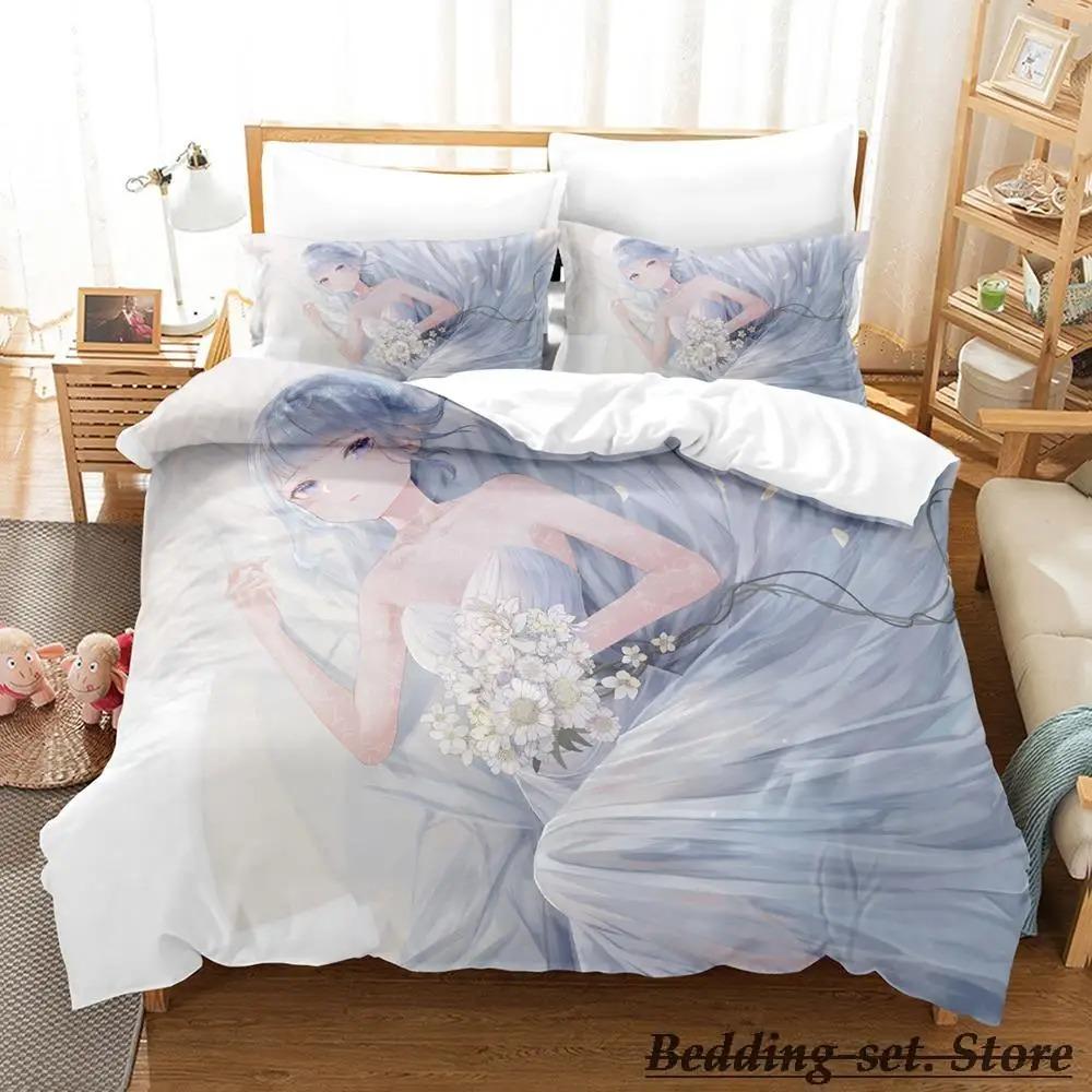 Anime Hochzeitsbettwäsche-Set Einzelbett Twin Full Queen King Size Bettset Erwachsener Kind Schlafzimmer Bettbezug-Sets Anime Bettwäsche-Set
