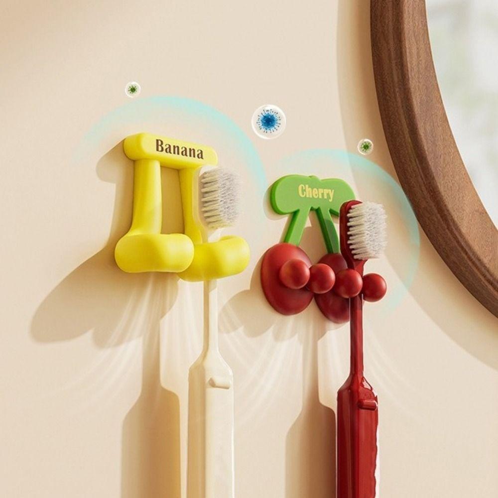 Self Adhesive Fruit Shaped Toothbrush Holder Space Saving Punch Free Silicone Toothbrush Holder Waterproof Decorative