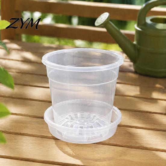 Breathable Plant Pots for Rootlets Clear Plastic Orchid Pot with Saucer, Repotting Supplies Drainage Holes, Ventilated Flower Rose, Phalaenopsis,