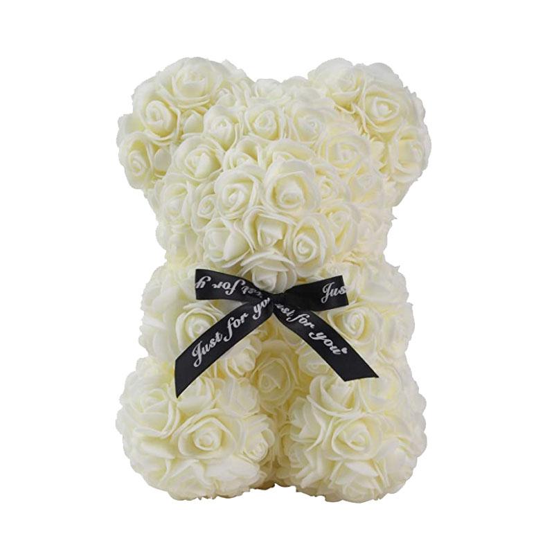 Orsetto di rose 25 cm Orsetto di fiori Orsetto di schiuma artificiale per San Valentino Anniversario Matrimonio Natale Compleanno Festa Regalo