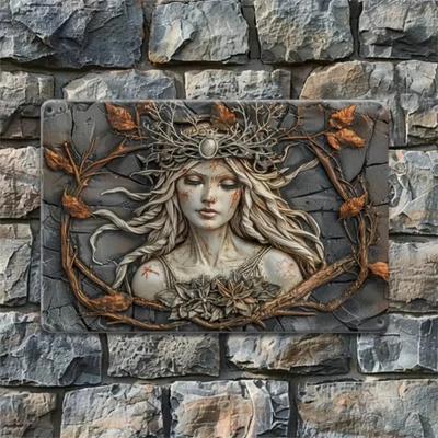 Vintage Mystische Dame Metallkunstschild Außenbereich Innenbereich Wanddekoration