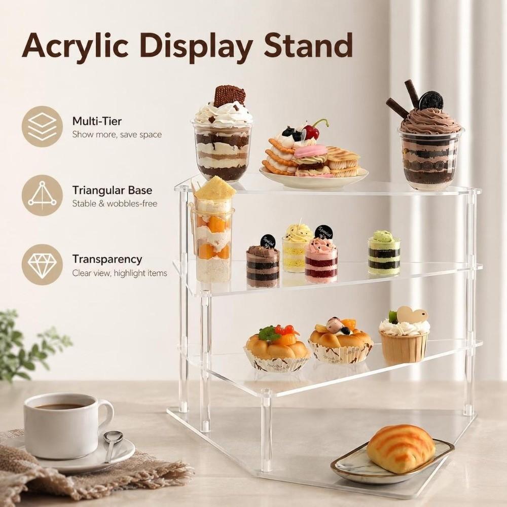 3/4 Tier Cupcake Stand Triangular Base Display Stand Fashion Rack Acrylic Display Stand  Perfume