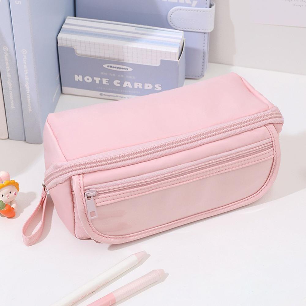 New Cartoon Pencil Case 9-Layer Big Opening Pen Bag 180° Flat Large Capacity Stationery Bag Students розовый