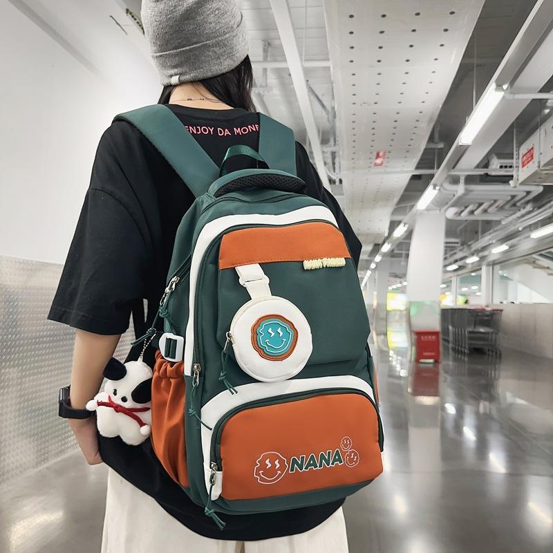 Студенческий школьный рюкзак женский цветной блок рюкзак мужской большой емкости — фото 19