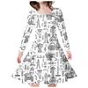 Girls' 3D Cake Doodle Dress Long Sleeve Summer Spring Vacation Daily Holiday Princess Beautiful Sweet Kids 4-12 Years Casual Dress A Line Dress