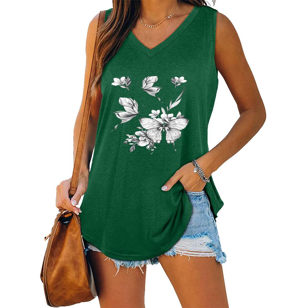 Summer Fashion Tank Top Women V Neck Shirt Ladies Casual Sleeveless T-shirt